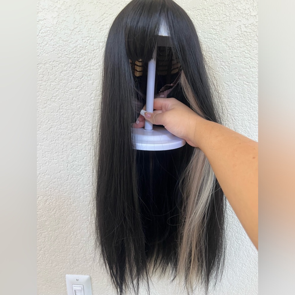 Black Wig With Blonde Chunky Blonde Highlights